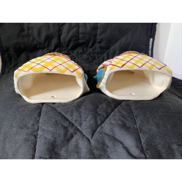 Pair of Vintage Norcrest surprised girl w/ pigtails cutie wall pockets P345 - Picture 4 of 8